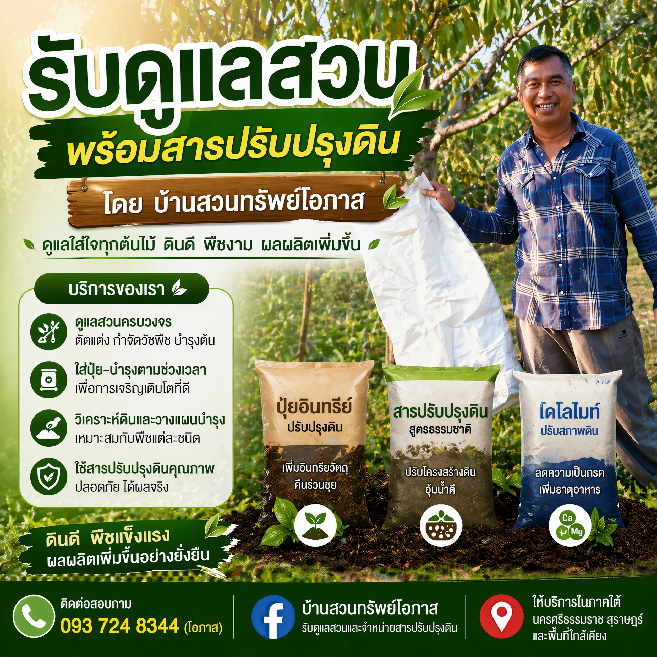 คู่มือดินฉบับสมบูรณ์ (Soil Guide) ความรู้พื้นฐาน โครงสร้างดิน และวิธีปรับปรุงดินให้ปลูกพืชได้ผลจริง 1 20260430 poster Garden maintenance services-1