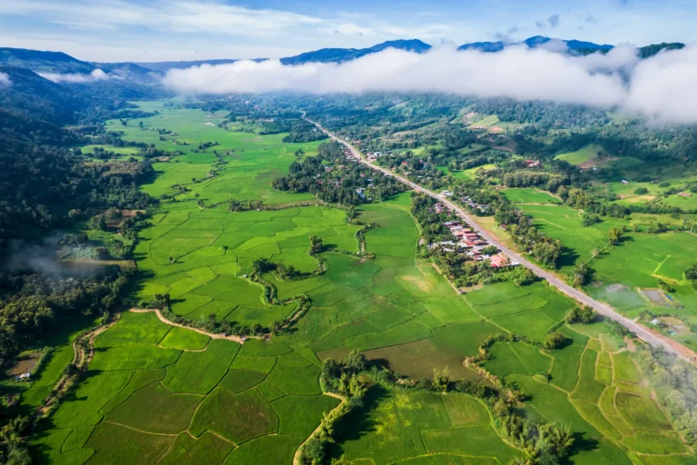 aerial-view-landscape-farm-land-fild-rural-village-mountains-asia-with-mist-fog-morning-time (Horizontal)