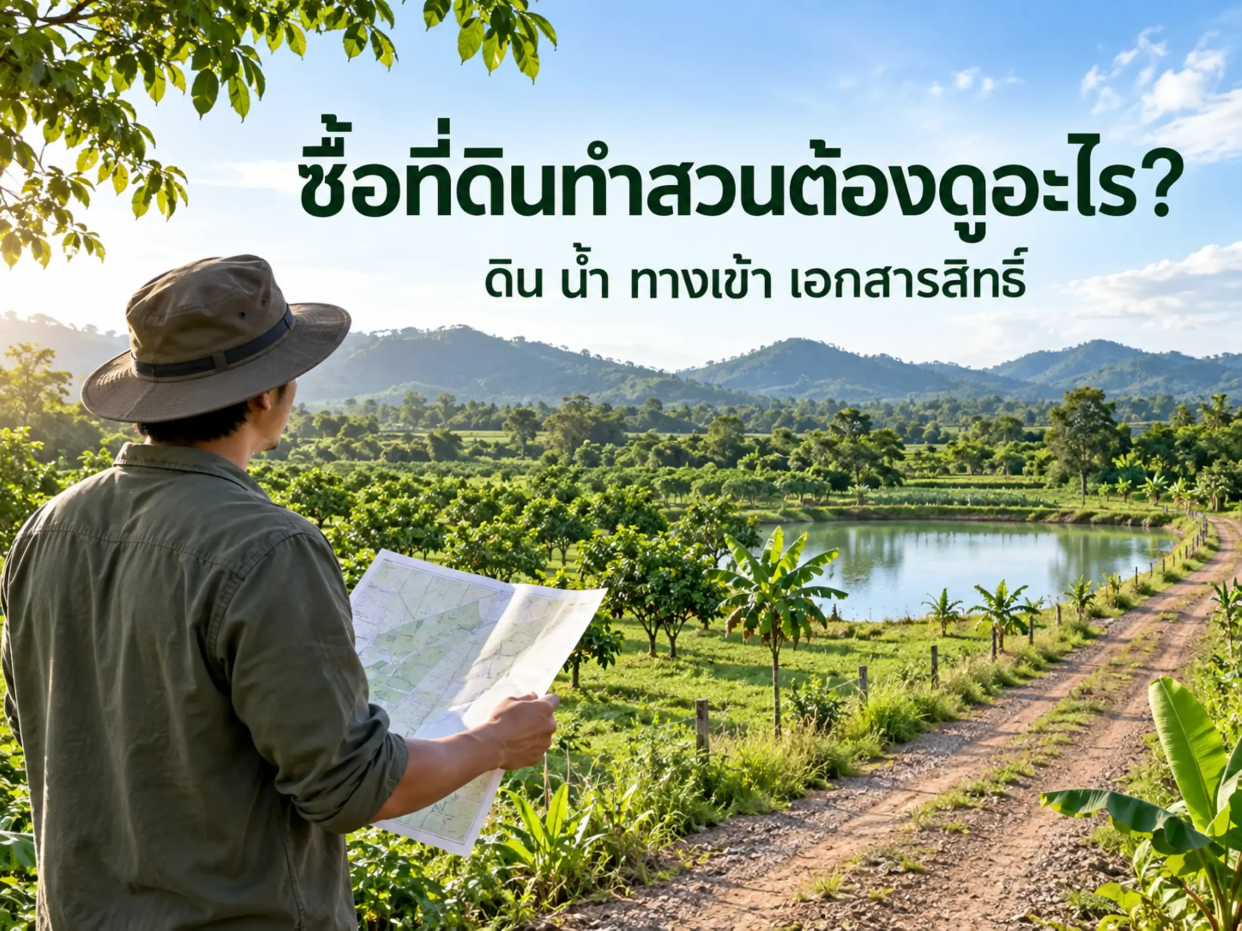 ซื้อที่ดินทำสวนต้องดูอะไร? เช็กดิน น้ำ ทางเข้า เอกสารสิทธิ์ และต้นทุนก่อนซื้อ 1 4623 buy land for farming Horizontal