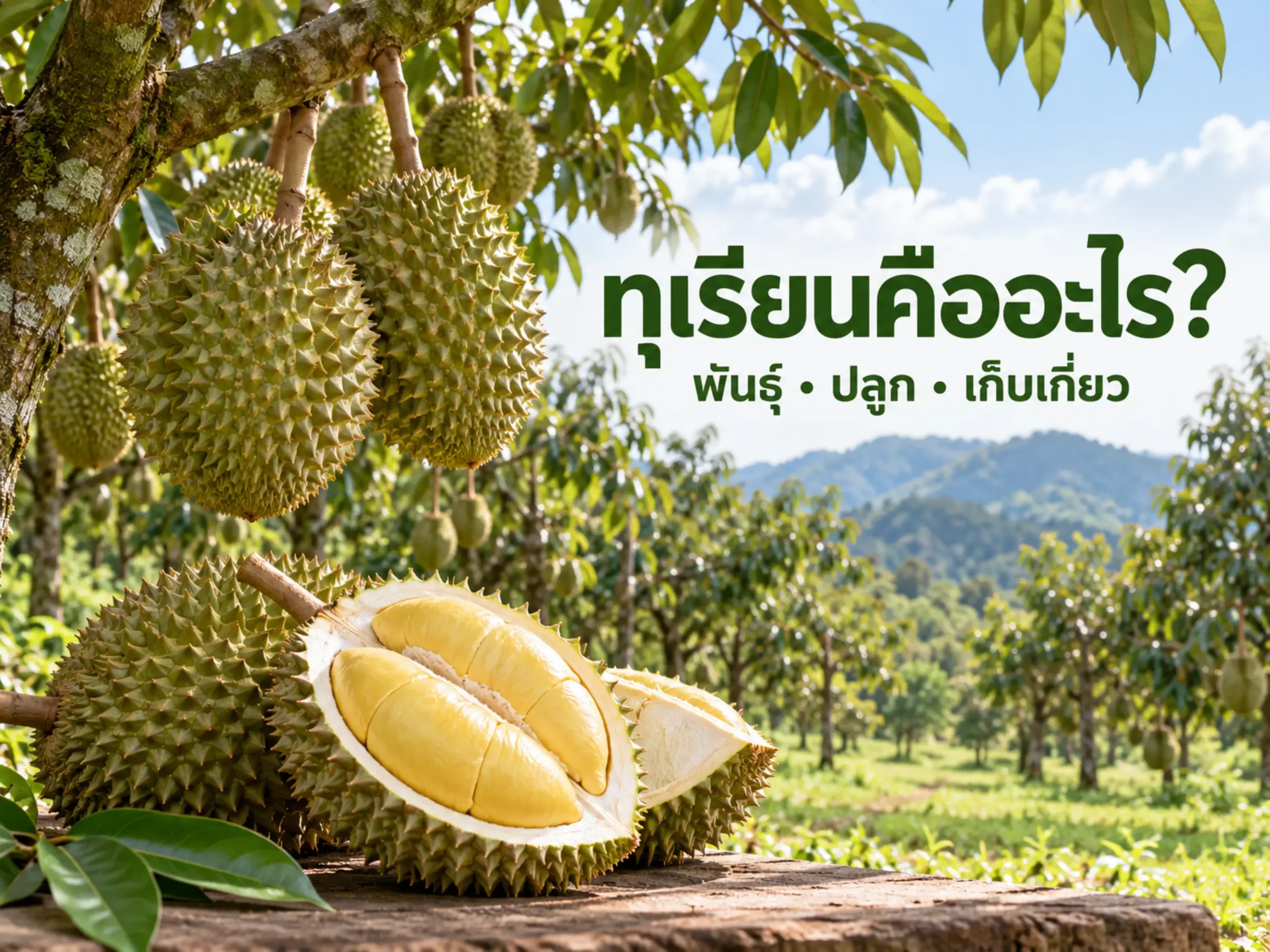 ทุเรียนคืออะไร? รู้จักสายพันธุ์ วิธีปลูก การดูแล และการเก็บเกี่ยวให้ได้คุณภาพ 1 9694 durian Horizontal